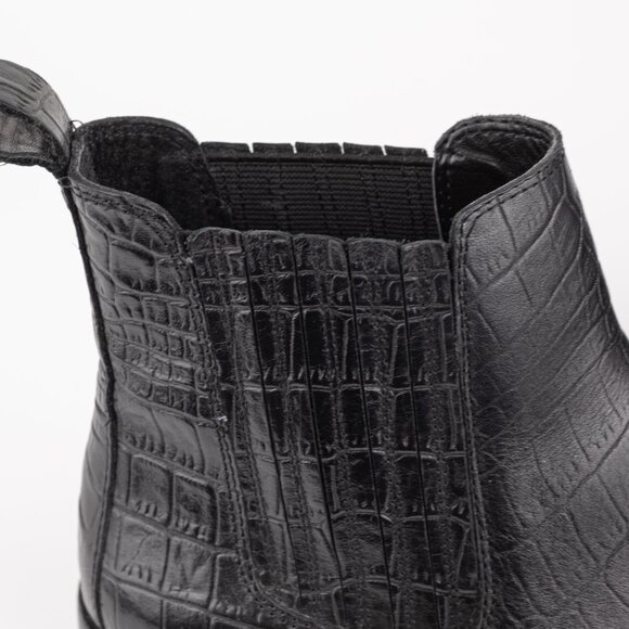 Vince Camuto HAVENTA Black Leather Croc-Embossed Chelsea Boots – Women’s 6.5 - Picture 5 of 11